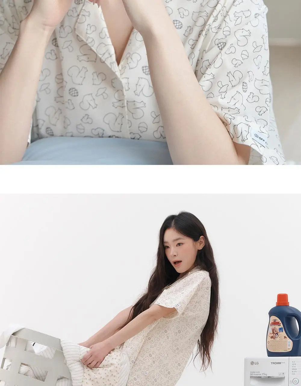 [곽민경 PICK] 오프아워 드리미두들스 도토리대작전 반팔 잠옷 세트 아이보리 (M / L / XL) 상세페이지 5